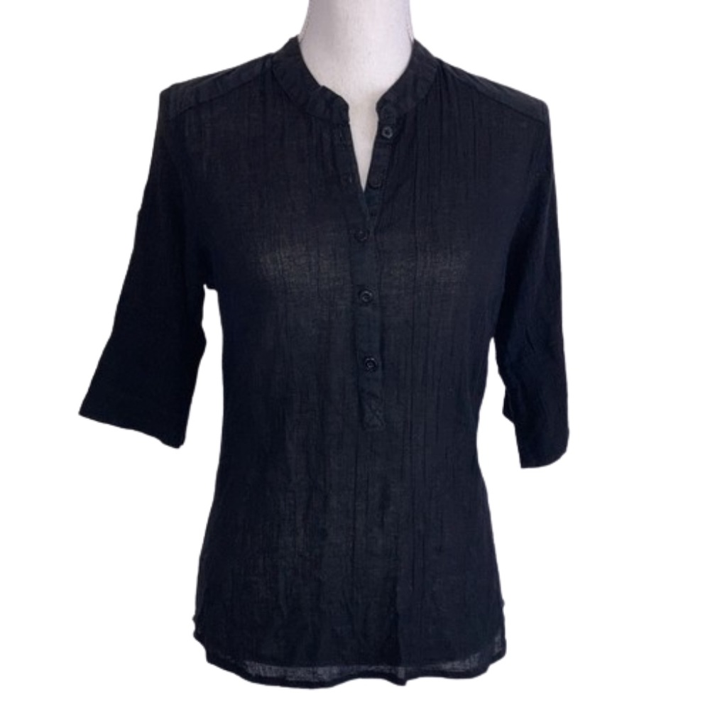 INDISKA black shirt safari style Juniors Large or Womens Small
